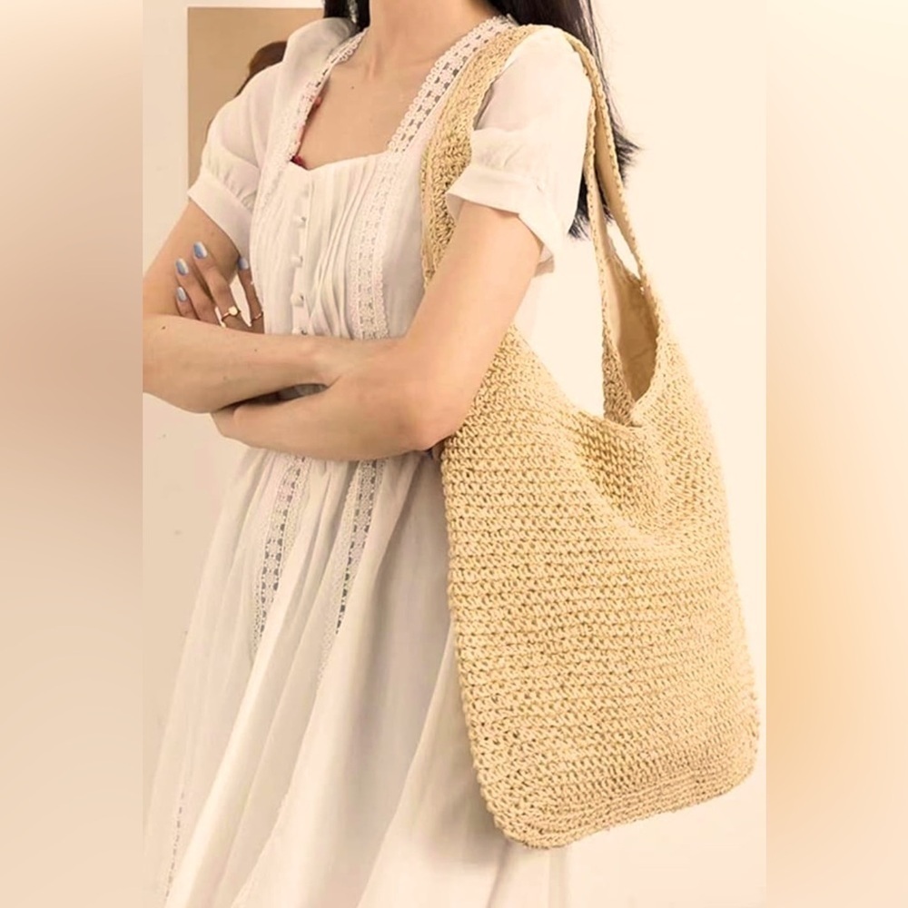 Beach Bag for Women Woven Tote Bag Straw Bag Shoulder Casual Hobo Bag